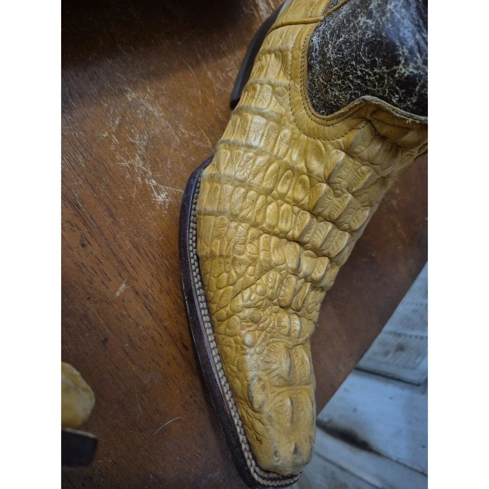 Jar  Orange Crocodile  Boots Men's US Size 6.5 Mexico 25.5 Western Pointed Toe
